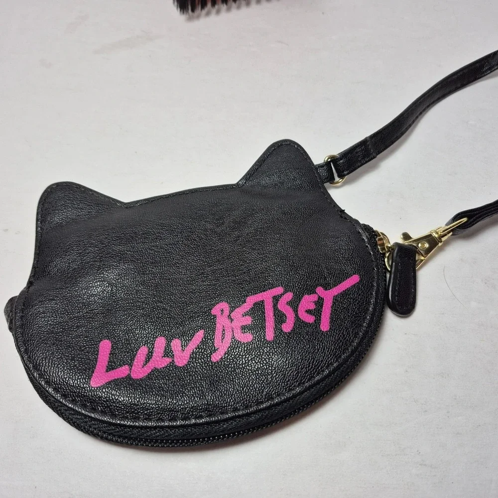 Betsey Johnson Black White Dog Puppy Sparkle Coin Purse Wristlet 4